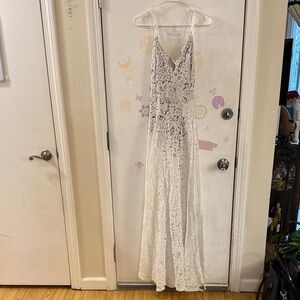 Lulu's White Lace Maxi Dress